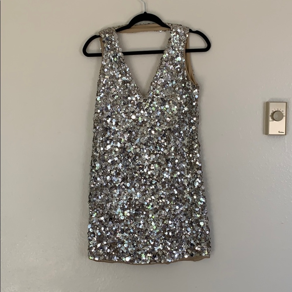 Silver sequins mini dress